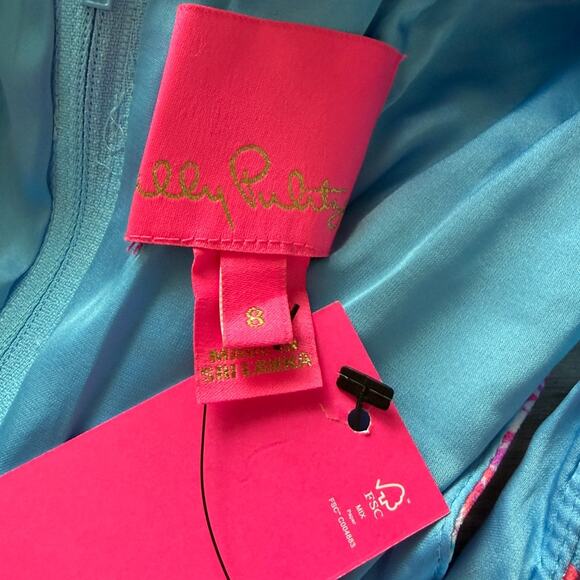 8 Lilly Pulitzer Linwood Ruffle Pink and Blue Print Romper NWT - Picture 7 of 7